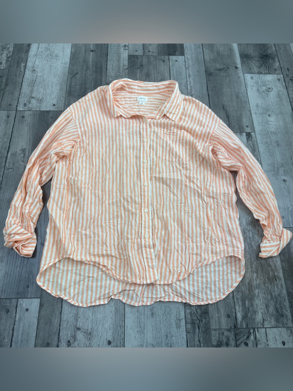 Wilfred Free Peach and White Striped Button-Up